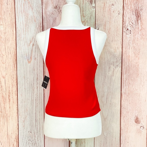 ‼️CLEARANCE SALE‼️ Women’s Red & White Ribbed Graphic Tank Top NWT Size Large - Picture 6 of 10